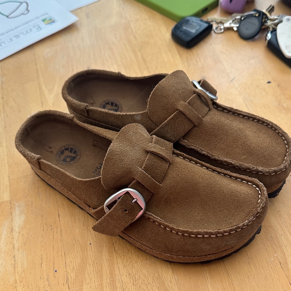 birkenstock buckley suede leather tea clogs